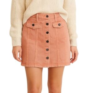 Cider Peach Button-Front Denim Mini Skirt Size Medium